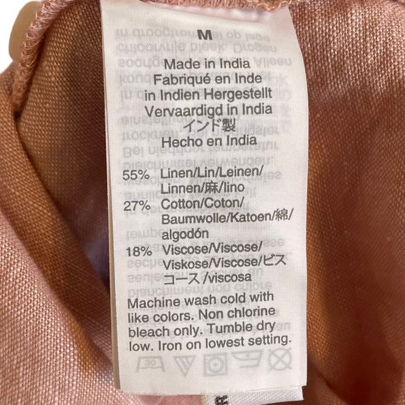 Madewell Alexandra Button Front Linen Blend Babydoll Midi Dress Size M - Picture 5 of 5